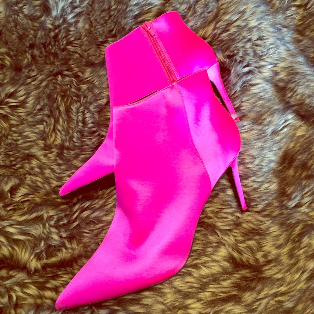 ASOS pink satin booties
